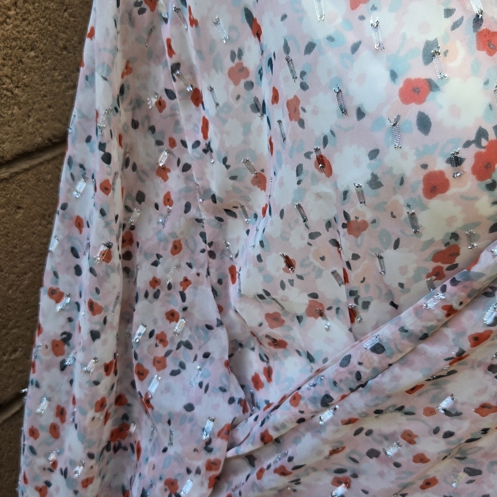 Anthropologie Pilcro Silver Metallic Accent Kimono Blouse - Picture 5 of 12
